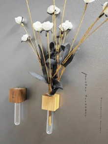 Magneți de frigider din lemn, vază magnetică DIY, decor floral, autocolant de perete suspendat, eprubetă, autocolant de perete, autocolant de perete, autocolant de perete, decor pentru casă, cameră, decor, DIY