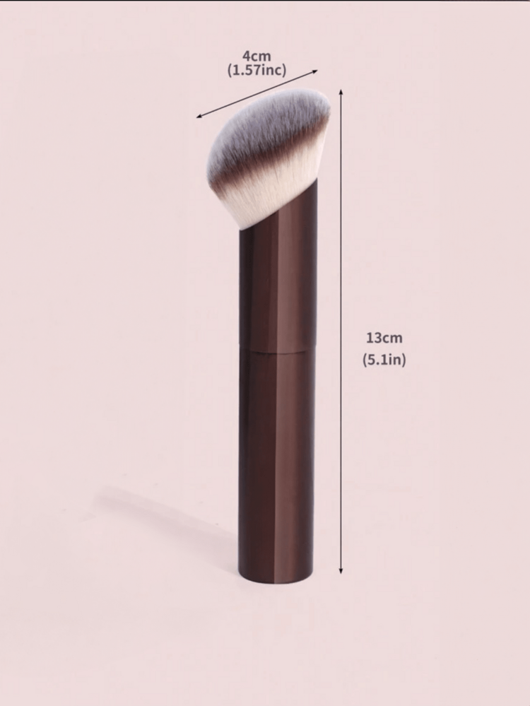 1pc Professional Basic Makeup Brush Set, Angled Design Cosmetic Brushes With Soft Bristles, Convenient For Carrying And Travel Use - Coffee Brown - View 8