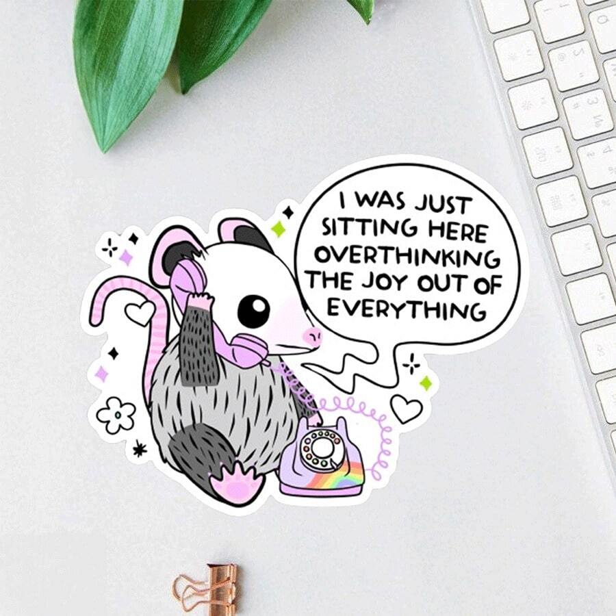 1pc I Was Just Sitting Here Overthinking, Funny Sticker, Waterproof Sticker, Water Bottle Sticker, Kindle Sticker, Laptop Sticker, Valajo Design