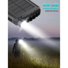 SUNVEZA Power-Bank-Solar-Charger - 36800mAh Portable Charger,Solar Power Bank,External Battery Pack 5V3.1A Qc 3.0 Fast Charger Built-In Super Bright Flashlight (Orange) - 深黑色 - 查看 7