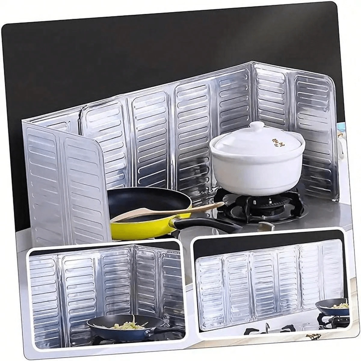 1 Stück Spritzschutz aus Aluminiumlegierung für die Küche - hitzebeständiger Ölschutz, nicht-metallische Abdeckung für den Herd, unverzichtbares Kochzubehör Herdschutzabdeckung