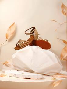 Latin Dance Shoes Girls Low-Heeled Practice Dancing Sandals Ballroom Dance Shoes Social Dance Beginners