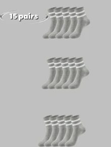 3/5/10/15/20 par skarpetek w paski do połowy łydki, wygodne, oddychające, unisexowe, długie skarpetki, białe, odpowiednie do noszenia na co dzień, do uprawiania sportu, na jesień - Wielokolorowe - Zobacz 78