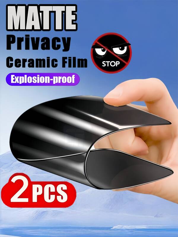 2PCS Matte Anti Spy Soft Ceramic Film Compatible With IPhone/Compatible With Samsung Galaxy/Compatible With Xiaomi/Redmi/Compatible With Huawei/Honor/POCO/OPPO No Bubbles, Easy To Stick Full Screen Protector, Hardness Scratch Resistant And Fingerprint Resistant(NOT GLASS)
