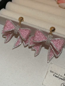 1 Pair Elegant Bowknot Drop Earrings, Suitable For Daily Wea