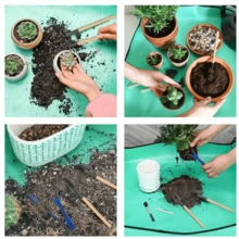 1pc Foldable Green Plant Repotting Mat, Suitable For Indoor Potted Plants And Succulents Care, Waterproof Thickened PE Mat, Easy To Clean, Large Foldable Plant Pot Mat, Gardening Tool