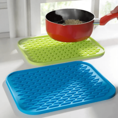 Silicone Heat-Resistant Mats, Pot Mat, Rectangular Trivet Set For Hot Pots, Dishes, Coaster & Placemat Use, Multifunctional Table Protection, Kitchen Stuff