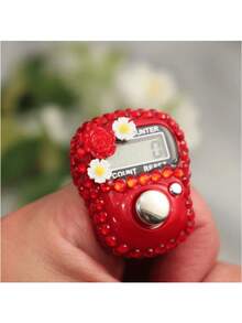 8 modelli di contatore elettronico con fiore di strass e pulsante di reset - contatore portatile da dito per sport, palestra, preghiera e inventario, contatore digitale a LED con cinturino da polso