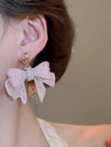 1 Pair Elegant Bowknot Drop Earrings, Suitable For Daily Wea