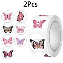 1 Roll 500pcs Creative Colorful Butterfly & Flower Shaped Sticker, Various Shapes Gift Box Floral Decor Sticker, Dinosaur, Bee, Planet, Ocean Animal Sticker