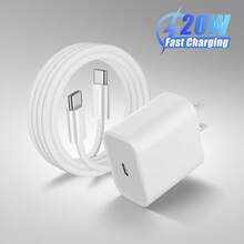 20W Cargador rápido portátil + Cable trenzado de alta eficiencia de Tipo-C a Tipo-C de 3.3ft/100cm para transferencia de datos, compatible con iPhone 16/16 Pro/16 Pro Max/16 Plus/15/15 Pro/15Pro Max/iPad Mini6/iPad Air4/iPad Pro, Cargador de teléfono de alta potencia - Tipo de Enchufe A USA (110-127V) - Ver 1