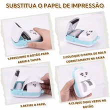 Mini Impressora Térmica Portátil de Bolso Bluetooth Sem Fio – Leve e Fácil de Usar - Branco - Visão 8