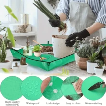1pc Foldable Green Plant Repotting Mat, Suitable For Indoor Potted Plants And Succulents Care, Waterproof Thickened PE Mat, Easy To Clean, Large Foldable Plant Pot Mat, Gardening Tool