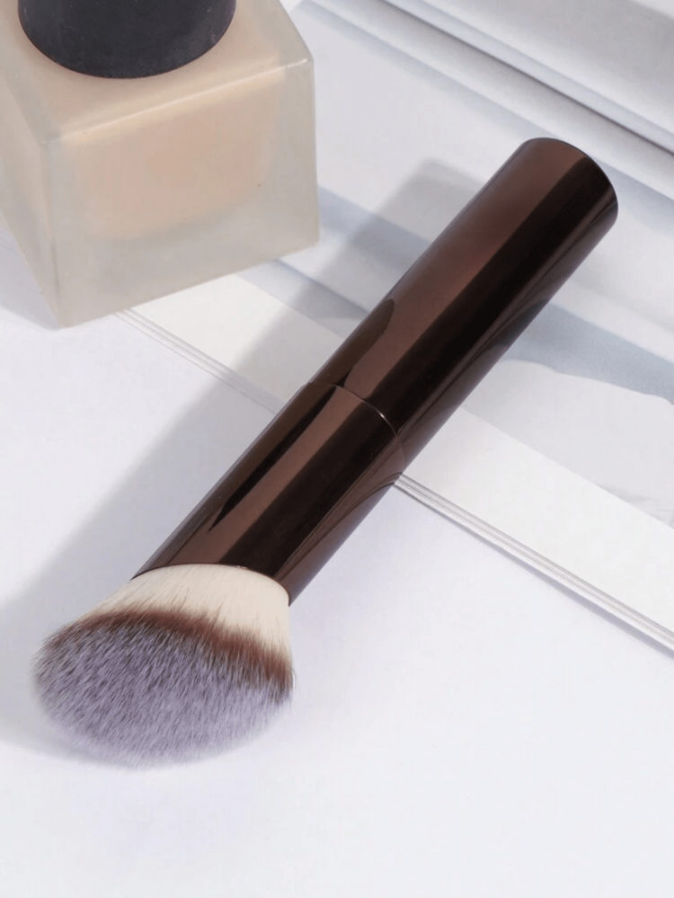 1pc Professional Basic Makeup Brush Set, Angled Design Cosmetic Brushes With Soft Bristles, Convenient For Carrying And Travel Use - Coffee Brown - View 2