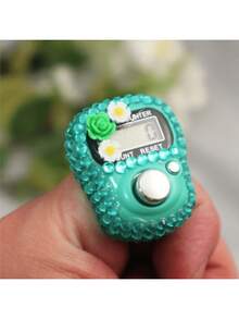 8 modelli di contatore elettronico con fiore di strass e pulsante di reset - contatore portatile da dito per sport, palestra, preghiera e inventario, contatore digitale a LED con cinturino da polso
