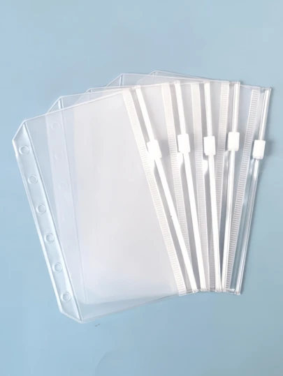 1pc,Transparent PVC Zipper Pouch Expandable Envelope, 6-Hole Clear File Bag, Waterproof, Zippered, Fits Notebook Binders, Versatile, Ideal For Storing Invoices, Cash, Receipts, Documents, Cards, Perfect For Students, Office Workers, Business Travelers, Accountants, Freelancers, Families, Great Gift Choice, Suitable For Back To School, Christmas, New Year, Birthdays, Essential Organizer For Daily & Work Use