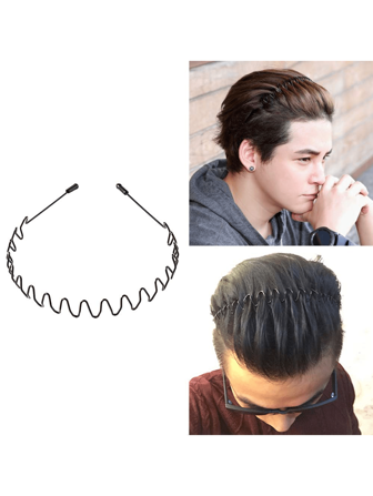 1pc Men Women Slicked Back Hair Band, Outdoor Sports Fashion Pigtail Head Band/Never Paint-Shedding Metal Head Buckle Clip For Men Long Hair, Braid And Other Hair Styles - Big Wave Casual Tiaras,Hairband,Hair Hoop Headbands Hair Accessories