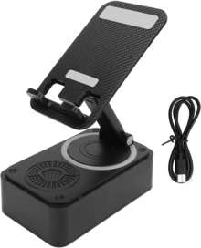 Soporte para teléfono plegable con altavoz Bluetooth inalámbrico y banco de energía, compatible con todos los teléfonos inteligentes y tabletas. - Negro - Ver 10