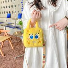 SpongeBob SquarePants 1个海绵宝宝女士手提包 - 一款毛绒绒的女士手提包，海绵宝宝化妆包，可爱大容量斜挎包，适合装各种化妆品，时尚女士包，可爱，萌系 - 彩色 - 查看 3