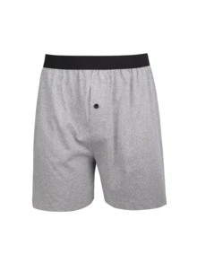 Men's Boxer Brief Shorts Premium Cotton Solid Color Woven Relaxed Fit Boxers For Men Soft Breathable Mens High Quality Underwear With Button Fly Pouch Elastic Waist Comfortable Fabric Menswear Undershorts - 多種顏色(黑色,深灰色,淺灰色) - 查看 5