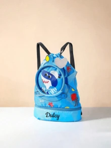 1 Customizable Back-To-School Backpack Swimming Bag Wet And Dry Separation Waterproof Storage Bag Sports Fashion Portable Cute Cartoon Large Capacity Backpack. Shark, Crocodile Animal Sports Outdoor Bag. Can Store Shoes, Underwear, Bras, Clothes And Toiletries. Suitable For Daily School, - Multicolor - View 12