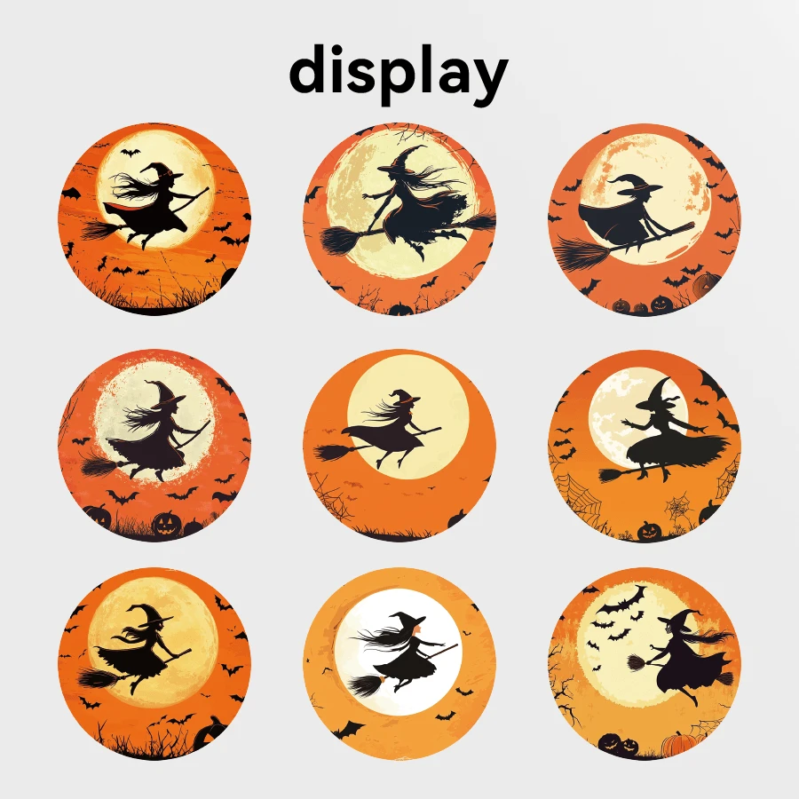 500pcs/Roll Moon Witch Pattern Halloween Stickers, 10 Assorted Designs, Gift Wrapping Labels, Scrapbook Stickers, Planner Gift Wrapping, Paper Craft Decoration, Party Gifts, Gift Box Decoration And Reward Stickers