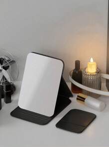 1/3-częściowe przenośne składane lustro do makijażu HD z regulowanym uchwytem, odpowiednie do akademika, salonu, sypialni i łazienki, przenośne lustro do makijażu na biurko, lustro stojące na biurku, ręczne lusterko do makijażu, regulowane lustro na biurko, salon, sypialnia, łazienka, wystrój domu, toaletka, akcesoria łazienkowe