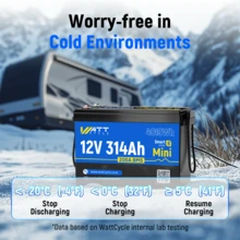 WattCycle 12V 314Ah LiFePO₄ Battery|200A BMS, 4019Wh High Capacity, Bluetooth Connectivity, Fit For RVs/Yachts/Trolling Motors, Full - Scenario Long - Range Power Solution - 12V 314Ah MINIBT - 查看 6
