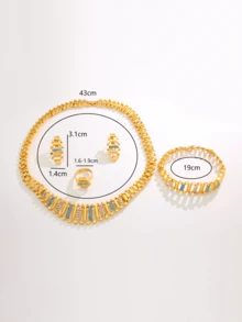 5 件简约休闲百搭时尚女士首饰套装、项链、耳环、戒指、手链、配饰 - A - 查看 4