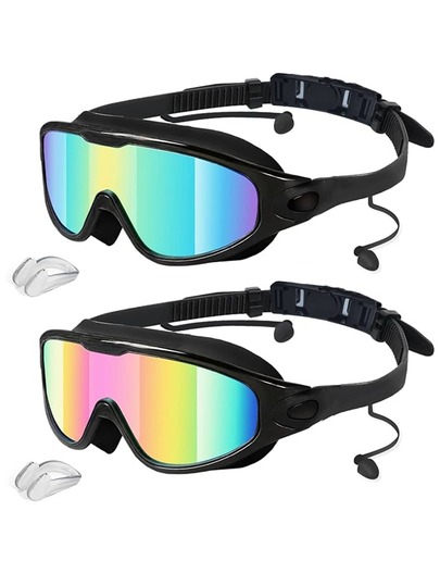 2pcs Swimming Goggles, Wide Vision Anti-Fog Swim Goggles, Suitable For Adults & Teens, Leak-Proof, Summer Gift Pool Accessories