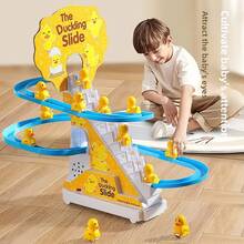 1 Set Funny DIY Ducks Chasing Race Track Game Kit With Lights And Music Roller Coaster Toy Electric Small Duck Climbing Toys Kids Gift Birthday Gifts (Due To The Production Batch Issue, There Are Two Types Of Holes At The Bottom Of The Appearance: Square Holes And Round Holes. Random Shipment Does Not Affect The Product's Usage)
