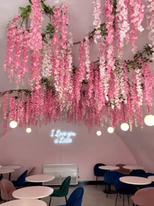 Nejlue Artificial Flowers/Plants1111 Home & Living 2pcs 180cm Artificial Purple Wisteria Vine, Silk Wisteria Flower Garland, For Thanksgiving, Halloween, Christmas, Wedding, Birthday Party, Home, Room, Garden, Wall Decor, Indoor Outdoor, Bedroom, Dining Table, Autumn Decor