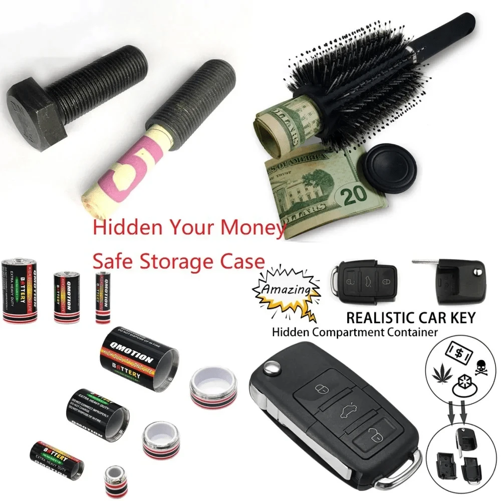 Safe Diversion Hid Money Valuables Security Storage Hollow Container Capacity Hairbrush Hidden Secret 8 Style Optional Secret Storage Hidden Storage Fake Key Coffre Fort Kluis Cachette Hidden Storage - Multicolor - View 1