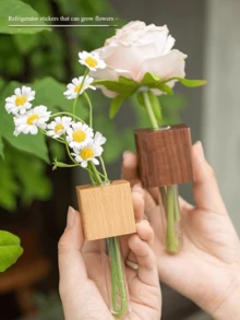 Magneți de frigider din lemn, vază magnetică DIY, decor floral, autocolant de perete suspendat, eprubetă, autocolant de perete, autocolant de perete, autocolant de perete, decor pentru casă, cameră, decor, DIY