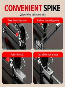 1Pc Multi-Functional 4-In-1 Heavy Duty Staple Gun, Manual Handheld Nailer, Iron Construction, No Batteries Required, Suitable For DIY Home Decor, Camping, And Industrial Use, Compatible With T-Type, U-Type, I-Type, And П-Type Staples. - Multicolor - View 5