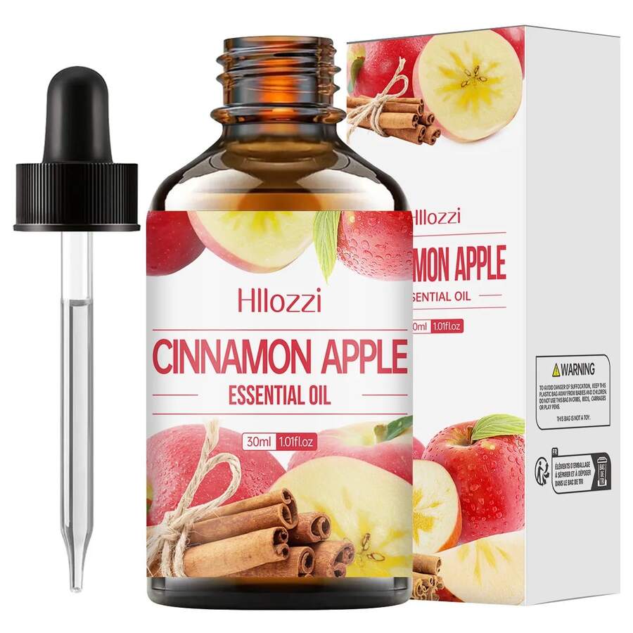 Apple Cinnamon Essential Oil 30ml/1.01fl.Oz Autumn Fragrance Oil, Suitable For Diffusers, Humidifiers, Home Care, Household Cleaning, Hotel Aromatherapy, Soap Making, Candle Making, Long-Lasting Fragrance - Apple Cinnamon - View 1