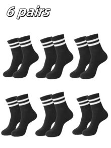 3/5/10/15/20 par skarpetek w paski do połowy łydki, wygodne, oddychające, unisexowe, długie skarpetki, białe, odpowiednie do noszenia na co dzień, do uprawiania sportu, na jesień - Wielokolorowe - Zobacz 40