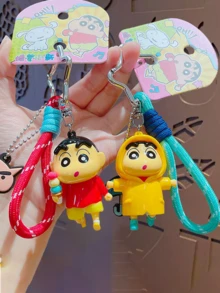 Cute Crayon Shin-chan Keychain, with Durable Cord and Cartoon Character Pendant, Practical Keyring for Daily Use, Outdoor Travel, and More - Perfect Gift for Kids, Teens, and Anime Fans, Featuring Popular Cartoon Design, Lightweight and Portable, Adds Fun to Keys, Bags, or Backp - 彩色 - 查看 6