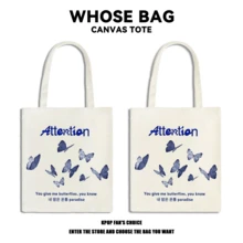 Kpop 偶像 -Attention-蓝蝴蝶元素、NJZ、Hanni、Danielle、Haerin、Hyein 成员手提包、手提包、女士手提包、可重复使用购物袋、可折叠大容量休闲购物袋、NJZ 组合 Kpop 商品、“BNZ”礼品