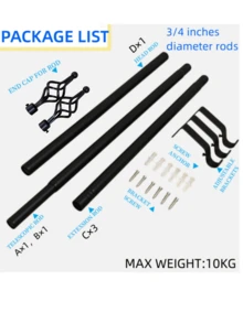 Barra de cortina negra de 3/4 de pulgada (19 mm), paquete individual, longitud de 80 a 120 cm, barra de cortina de hierro redonda ajustable, fácil instalación, adecuada para cualquier patio interior y exterior, negro - Negro - Ver 2