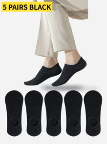 5 Pairs Men's Invisible Socks Summer No-Show Ankle Socks Casual Thin Boat Socks
