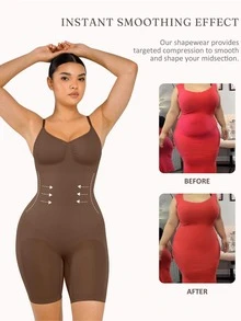 Shapewear Bodysuit For Women – Tummy Control, Snatched Waist, Butt Lifting & Thigh Slimming Body Shaper - Cà phê nâu - Xem 2