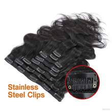 Body Wave Clip In Hair Extensions Halloween 100% Unprocessed Human Hair Full Head Brazilian 120g/8 Pieces Natural Black Clip Ins Remy Hairith 20 Clips Double Weft 120g/Set Brazilian Clip On Hair Extension For Women Virgin Hair Brazilian Hair Seamless Clip In Hair - Natural Black - 查看 6
