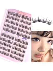 100簇自粘假睫毛，蓬松预粘睫毛，11-13毫米混合装，无需胶水，单根假睫毛，可重复使用，持久耐用，自粘式，DIY假睫毛嫁接，自然纤细，C型卷翘，无需胶水，无需卸妆，假睫毛，送给女性和女孩的礼物，单根假睫毛，佩戴舒适，不刺激皮肤。 - C - 查看 2