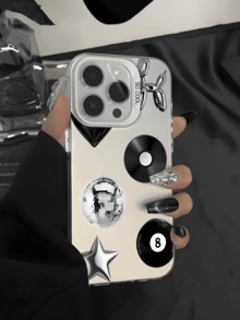 1pc Heart & Star Record Pattern Creative Personalized Phone Case, Suitable As Gift For Boyfriend, Friend, Girlfriend, Family, Brother, Coworker, Younger Sibling, Couple, Classmate, Teacher, Birthday, Holiday, White Matte Soft Full Protection Anti-Dust Waterproof Case Compatible With IPhone 13/16/15/14/13/12/11/Pro/ProMax/X/XR/XS/XSMAX/7/8/PLUS, /Redmi/OPPO/Vivo/Honor - Multicolor - View 1