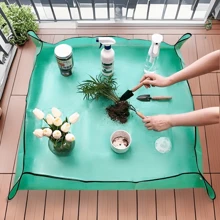 1pc Foldable Green Plant Repotting Mat, Suitable For Indoor Potted Plants And Succulents Care, Waterproof Thickened PE Mat, Easy To Clean, Large Foldable Plant Pot Mat, Gardening Tool