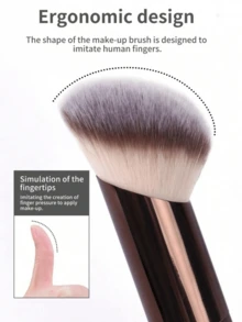 1pc Professional Basic Makeup Brush Set, Angled Design Cosmetic Brushes With Soft Bristles, Convenient For Carrying And Travel Use - Coffee Brown - View 6