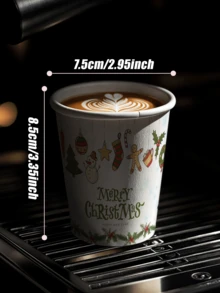 20/50 copos descartáveis de papel para café natalinos, com estampas requintadas de Papai Noel e árvore de Natal, são a decoração de mesa perfeita para celebrar festas de Natal. Adequados para xícaras de café, água, suco e sobremesas. - Multicolorido - Ver 5