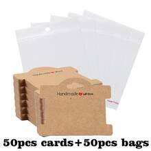 50pcs Bracelet Display Cards & 50pcs Opp Clear Bracelet Packaging Bags For Small Business Hanging Jewelry Cards Business Packaging Supplies For Selling Bracelet Necklace Earrings - Ideal For Wedding, Party, Christmas, Halloween, New Year Gift Packaging - Display Card - View 9