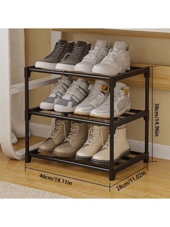 [1pc] 2-3 Tier Simple Shoe Rack, Black/White Small Shoe Organizer, Suitable For Student Dorm, Economic & Durable Under Bed Storage Rack, Multi-Layer Shoe Shelf, Can Be Placed At Entrance, Suitable For Bedroom, Entryway And Dorm